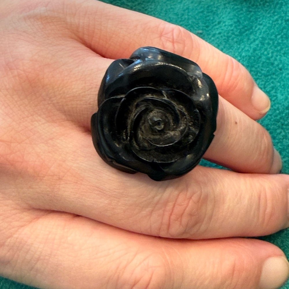 Bold Size 7 Ring Blackwood Hand Carved Rose Statement Ring Made in Bali🌸